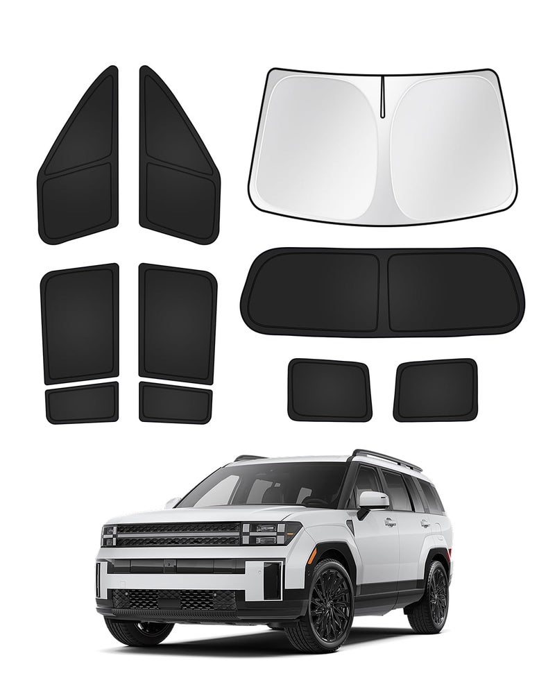 Canvcle Sunshades for Hyundai Santa Fe 2024 2025 2026 Accessories Windshield Sun Shade Side Rear Window Shade Cover Sun Visor Shield Privacy Protection Keep Vehicle Cool Black 10PCS - Image 1